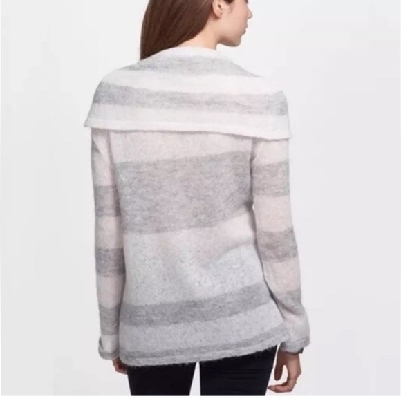 Free People - Gray Lulu Rugby Stripe Alpaca Blend Cowl Neck Sweater. - Picture 3 of 7